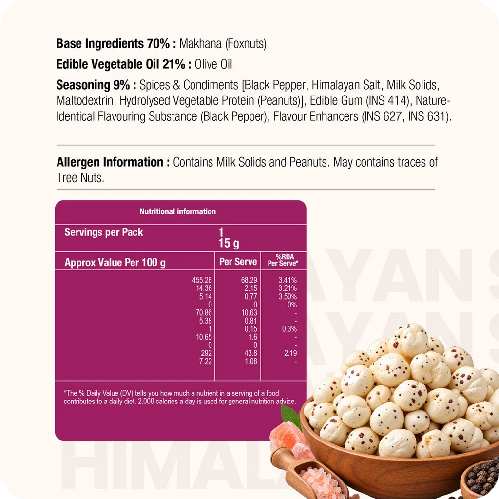 Makhana Himalayan Salt & Paper 60 g (15g x 4 Packs)