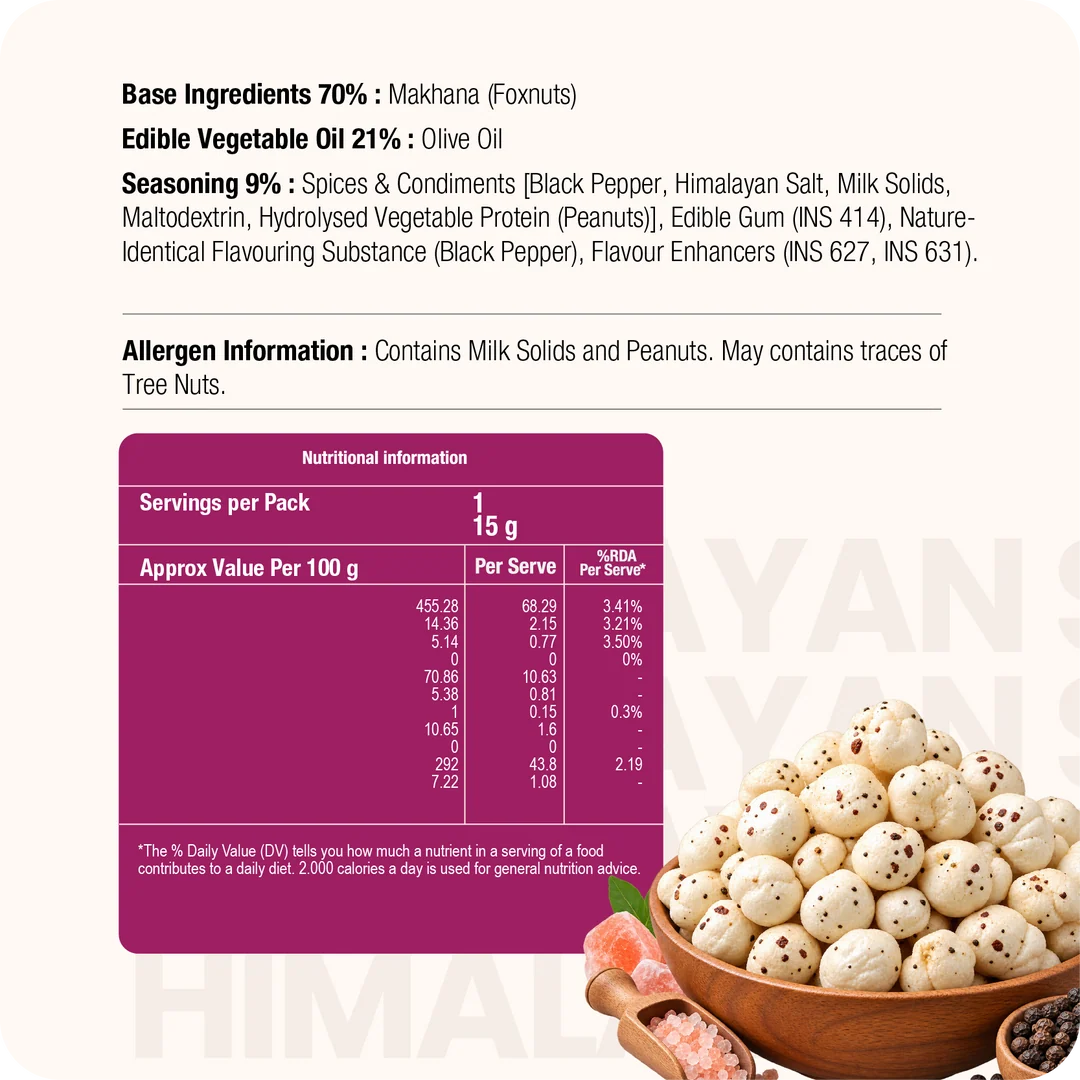 Makhana Himalayan Salt & Paper 60 g (15g x 4 Packs)