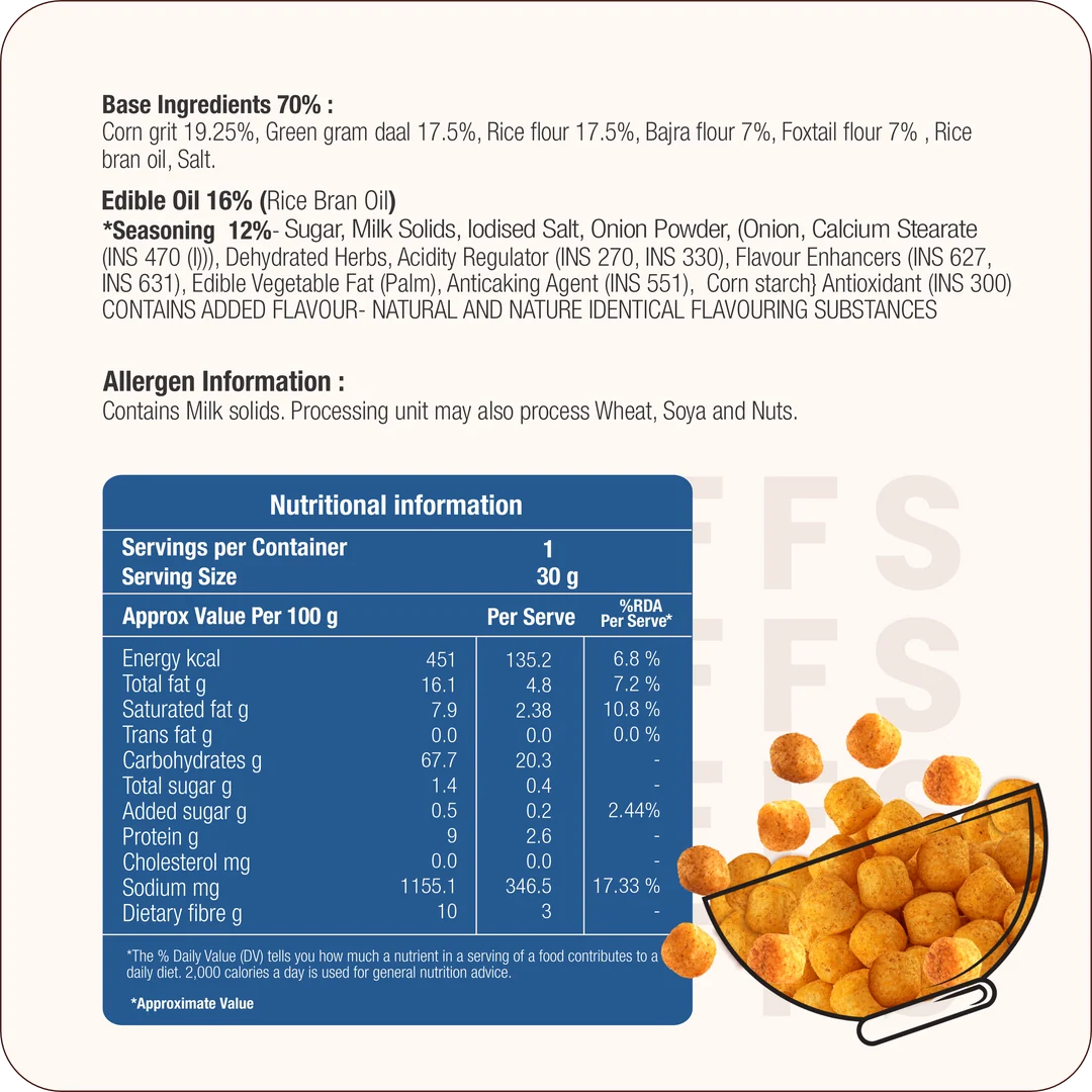 Millet Protein Puffs Sour Cream & Onion 300g (30g x 10 Packs)