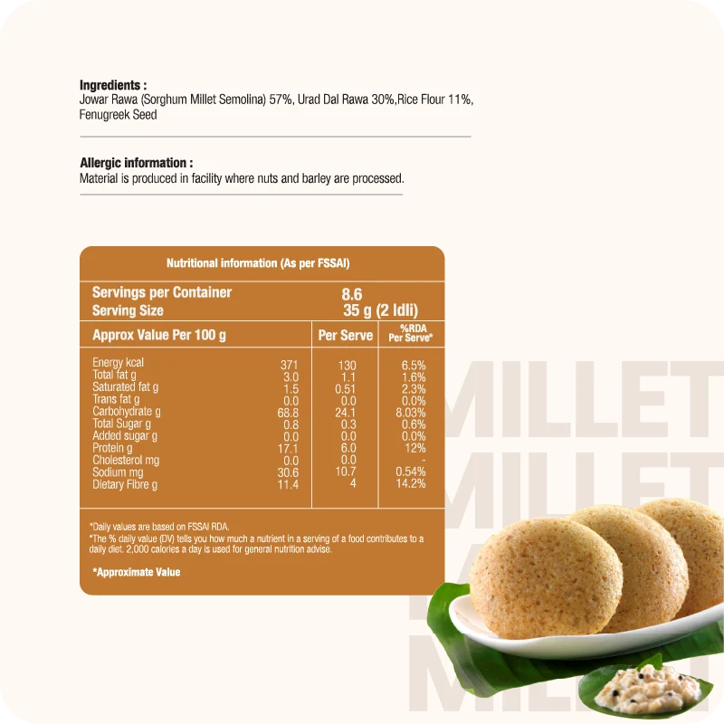 Jowar Idli Mix (Sorghum Millet) 300gm