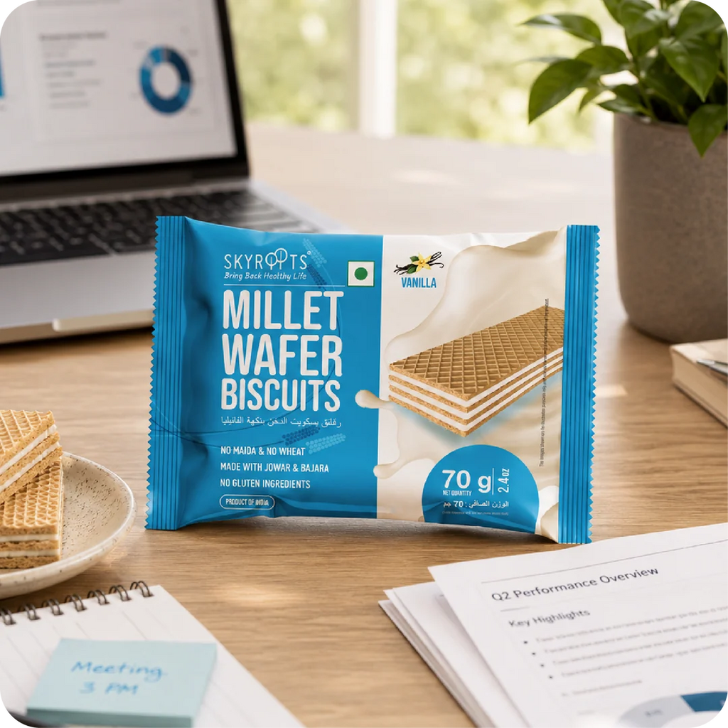 Millet Wafer Biscuits Vanilla 420gm (70gm x 6 Packs) / 140gm (70gm x 2 Packs)