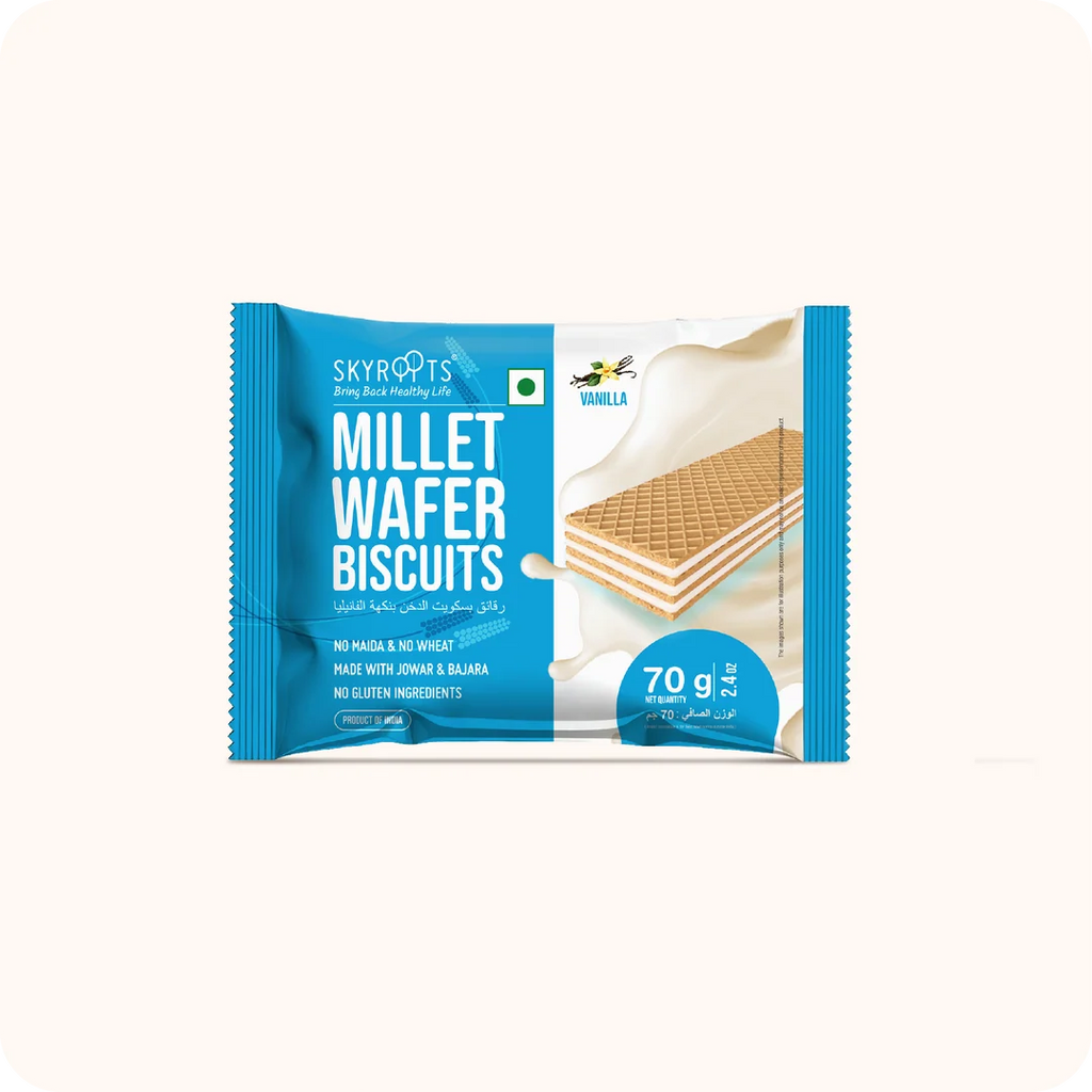 Millet Wafer Biscuits Vanilla 420gm (70gm x 6 Packs) / 140gm (70gm x 2 Packs)