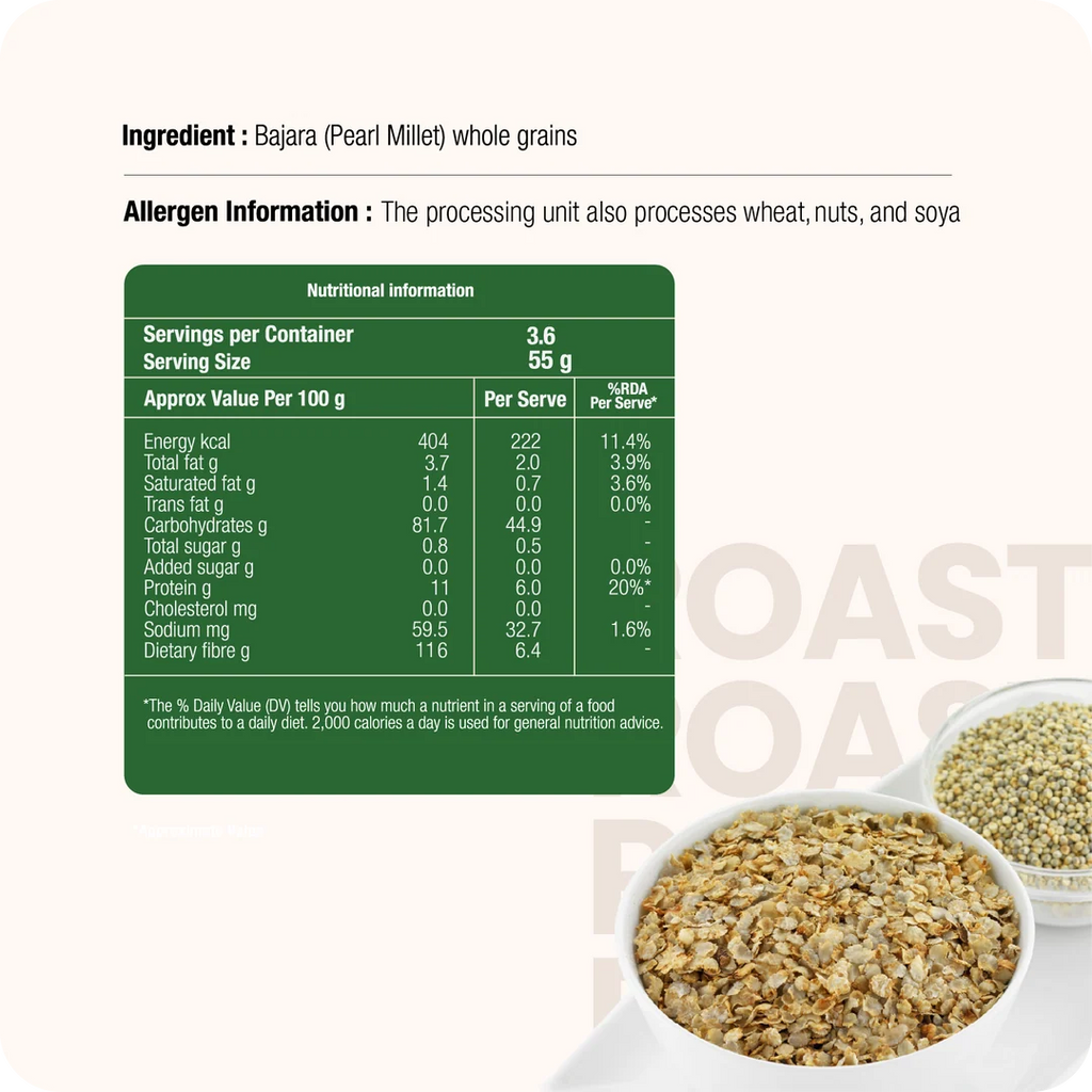 Roasted Bajara Flakes (Pearl Millet Flakes) 200gm