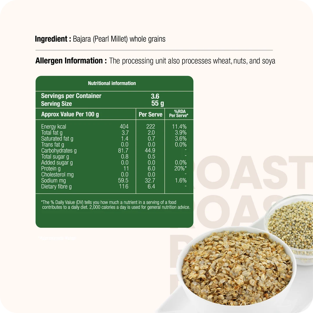 Roasted Bajara Flakes (Pearl Millet Flakes) 200gm