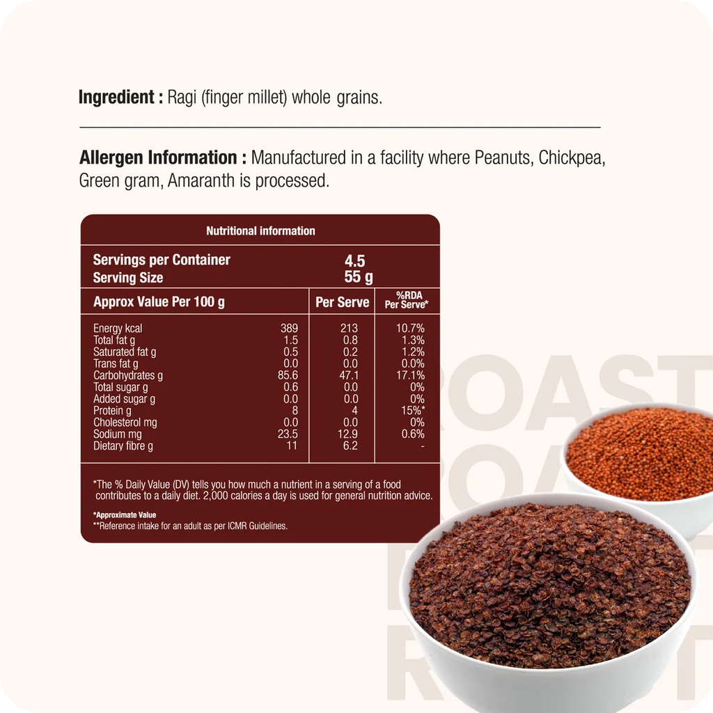 Roasted Ragi Flakes (Finger Millet Flakes) 200gm